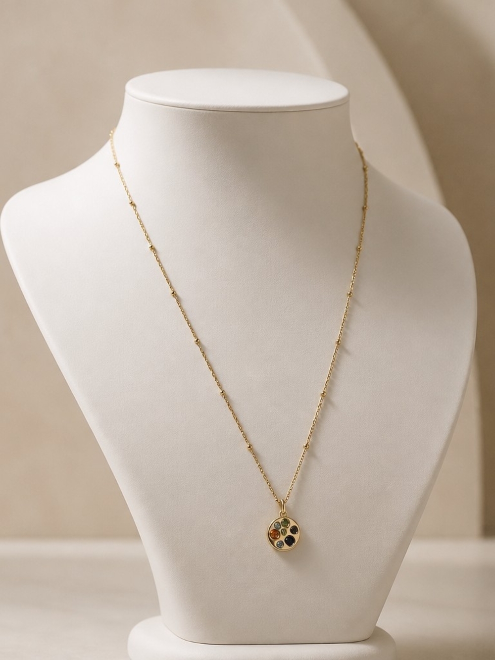 LOFT Multicolor Crystal Pendant Necklace Gold Tone - Picture 2 of 4